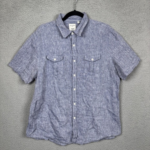Murano Baird McNutt Shirt Mens‎ XL Blue Chambray Slim Fit Linen Beach Preppy - Picture 2 of 9